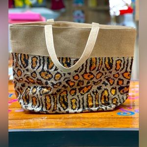 Leopard Sequins Canvas Tote Bag